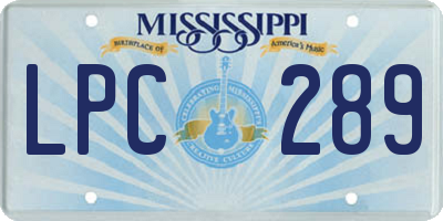 MS license plate LPC289