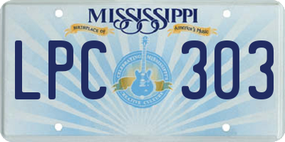 MS license plate LPC303