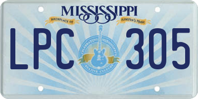 MS license plate LPC305