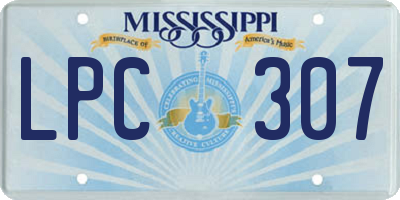 MS license plate LPC307