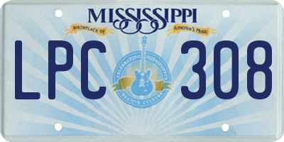 MS license plate LPC308