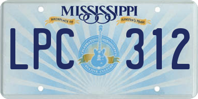 MS license plate LPC312
