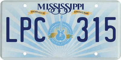 MS license plate LPC315