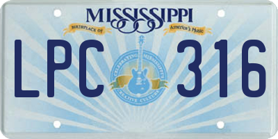 MS license plate LPC316