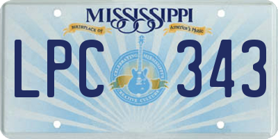 MS license plate LPC343