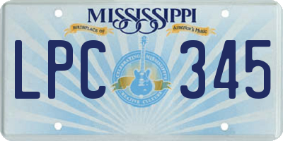 MS license plate LPC345