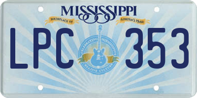 MS license plate LPC353