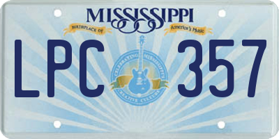 MS license plate LPC357
