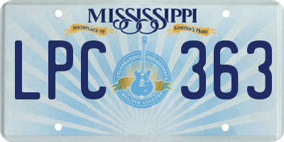 MS license plate LPC363