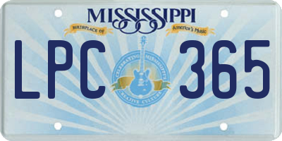 MS license plate LPC365