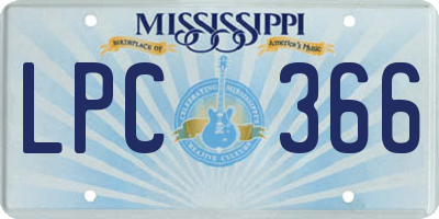 MS license plate LPC366