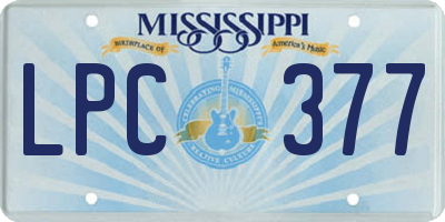MS license plate LPC377