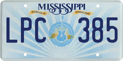 MS license plate LPC385