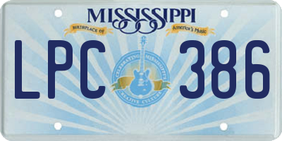 MS license plate LPC386