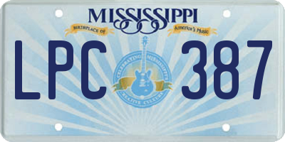 MS license plate LPC387