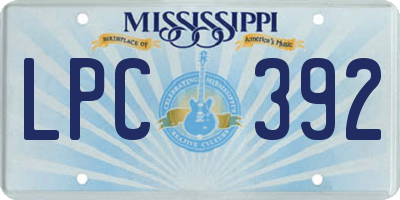 MS license plate LPC392