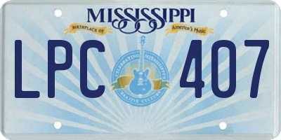MS license plate LPC407