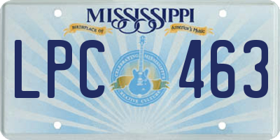 MS license plate LPC463