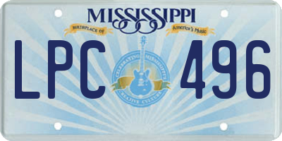 MS license plate LPC496