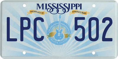 MS license plate LPC502