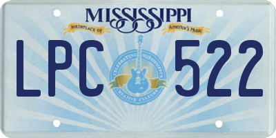 MS license plate LPC522