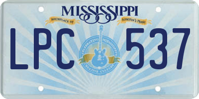 MS license plate LPC537