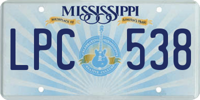 MS license plate LPC538