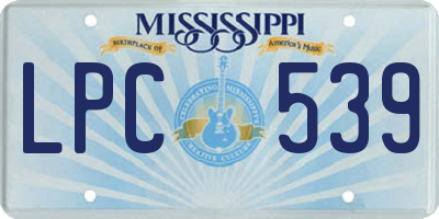 MS license plate LPC539
