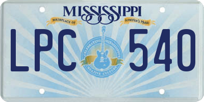 MS license plate LPC540