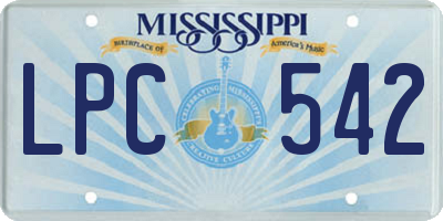 MS license plate LPC542