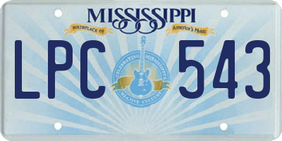MS license plate LPC543