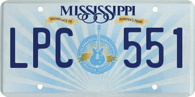 MS license plate LPC551