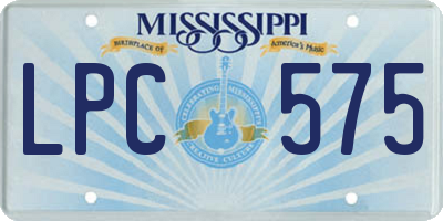 MS license plate LPC575
