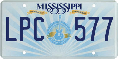 MS license plate LPC577