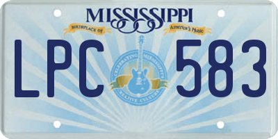 MS license plate LPC583