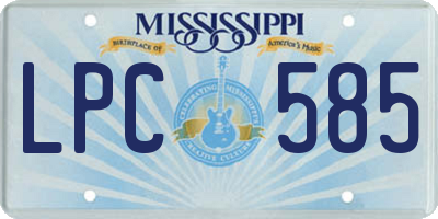 MS license plate LPC585
