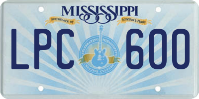 MS license plate LPC600