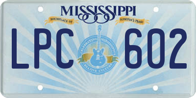 MS license plate LPC602