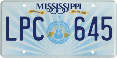 MS license plate LPC645