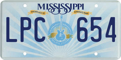 MS license plate LPC654
