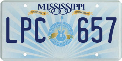 MS license plate LPC657