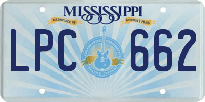 MS license plate LPC662