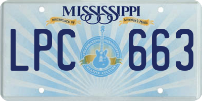 MS license plate LPC663