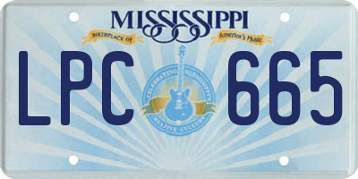 MS license plate LPC665