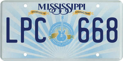 MS license plate LPC668