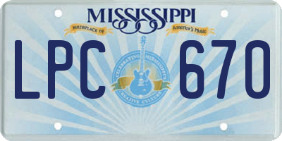 MS license plate LPC670