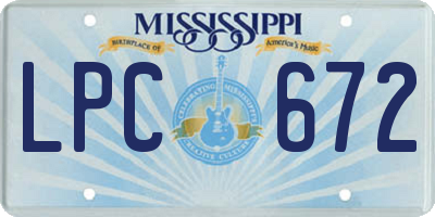 MS license plate LPC672