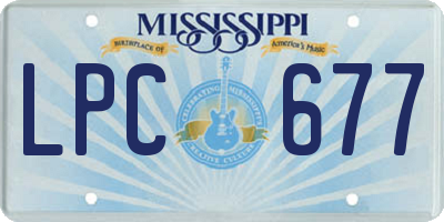 MS license plate LPC677