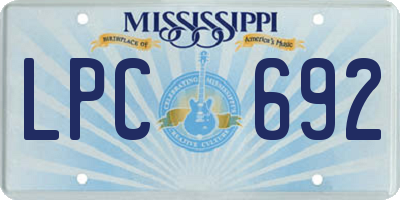 MS license plate LPC692