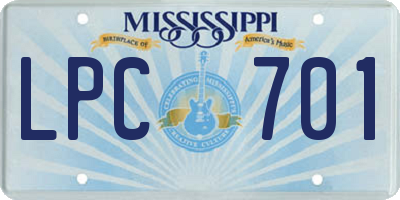 MS license plate LPC701